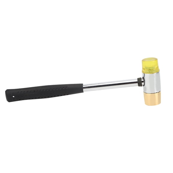 M Buder Yellow Guitar Plastic Hammer Brass and Rubber Head Fretting Tool for Ukulele Bass Musical Instrument Accessories Dual Head Mallet Luthier Tool for Repairing Maintenance (10.4 in / 26.4 cm)