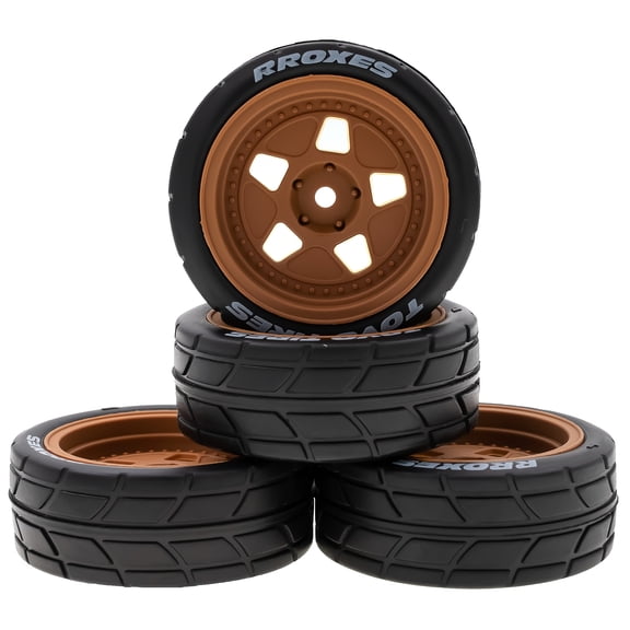M Buder Yellow Remote Control Off-Road Car Tires 2.56 inches / 65 mm Diameter 4pcs Replacement for TAMIYA TT02 XV01 HSP 94123 HPI KYOSHO 1:10 Scale RC Vehicle Wheels