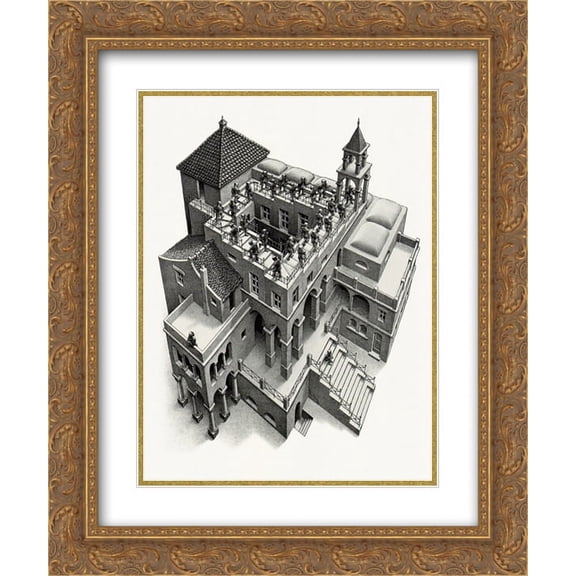 M.C. Escher 2x Matted 20x24 Gold Ornate Framed Art Print 'Ascending Descending'