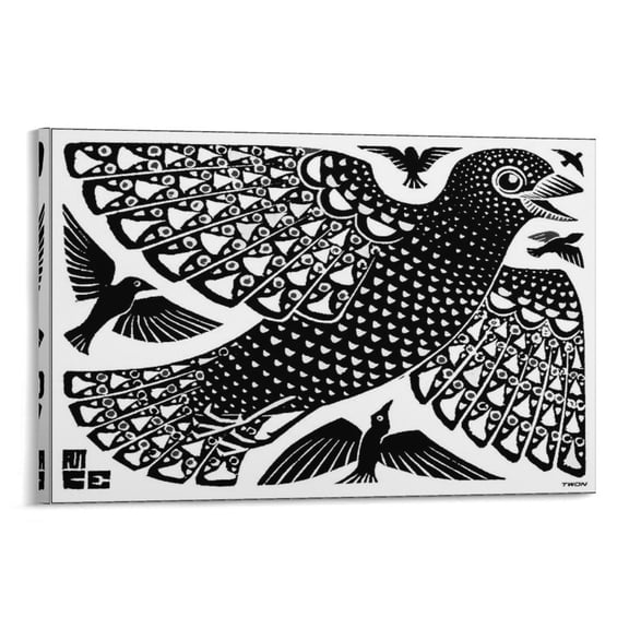 M.C. Escher Birds Wall Art Poster Picture Print Wall Art Poster Painting Canvas Posters Artworks Gift Room Aesthetic 24x36inch(60x90cm)