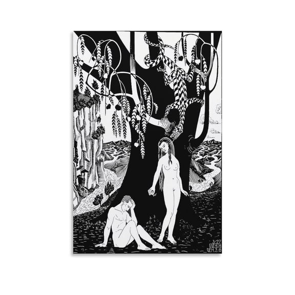 M.C. Escher Fall of Man Wall Art Poster Picture Print Wall Art Poster Painting Canvas Posters Artworks Gift Room Aesthetic 24x36inch(60x90cm)