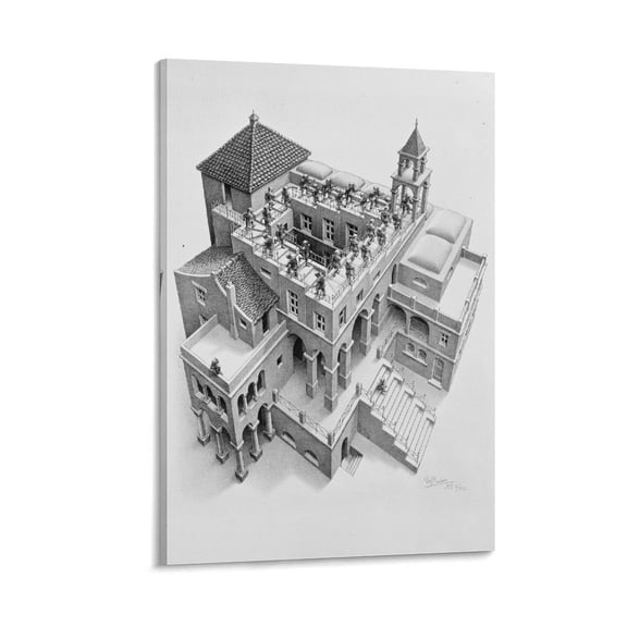 M.C. Escher House Wall Art Poster Wall Art Picture Painting Poster Canvas Print Posters Artworks Bedroom Living Room Decor 12x18inch(30x45cm)