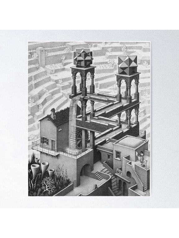 M.C. Escher Impossible Waterfall Poster Wall Art Modern Wall Decor For Living Room Bedroom
