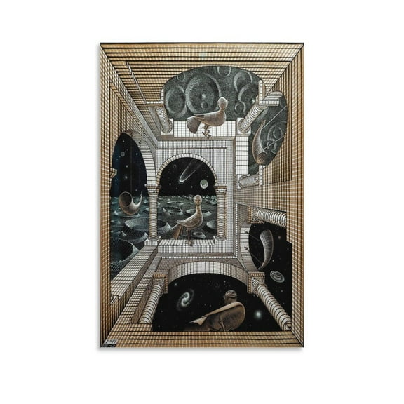 M.C. Escher Other World Wall Art Poster Wall Art Poster Gifts Bedroom Prints Home Decor Hanging Picture Canvas Painting Posters 08x12inch(20x30cm)