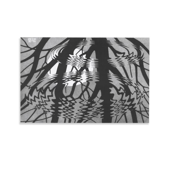 M.C. Escher Rippled Surface Wall Art Poster Artworks Canvas Poster Room Aesthetic Wall Art Prints Home Modern Decor Gifts 20x30inch(50x75cm)