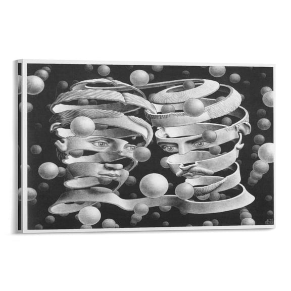 M. C. Escher The Bond of Unity Poster Canvas Poster Wall Art Picture Prints Hanging Photo Gift Decor Home Posters Artworks 08x12inch(20x30cm)