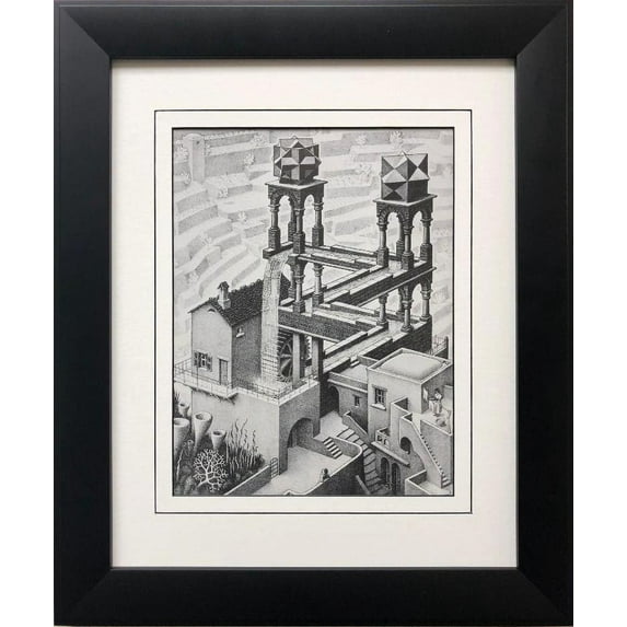 M.C.Escher "Waterfall" 1961 CUSTOM FRAMED Art Generic