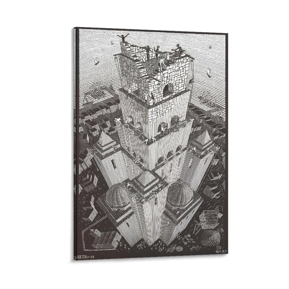 M.C. Escher of Babel Wall Art Poster Poster Decorative Painting Canvas Wall Art Living Room Posters Bedroom Painting 16x24inch(40x60cm)