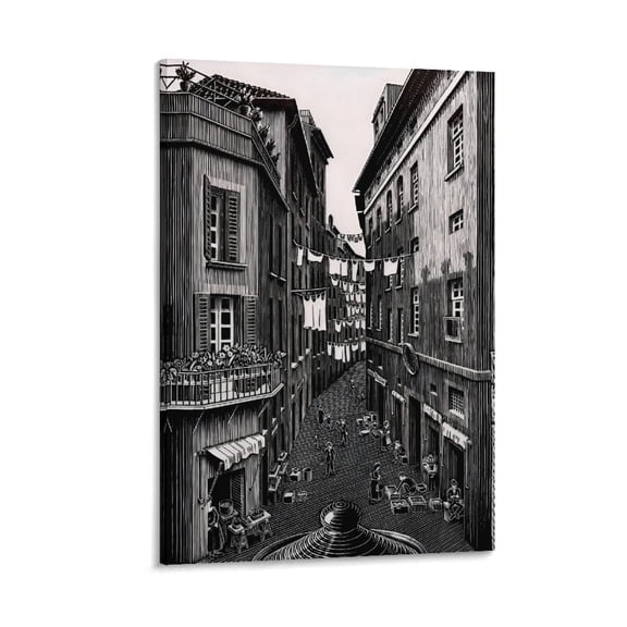M.C. Escher still Life And Street Wall Art Poster Artworks Canvas Poster Room Aesthetic Wall Art Prints Home Modern Decor Gifts 16x24inch(40x60cm)