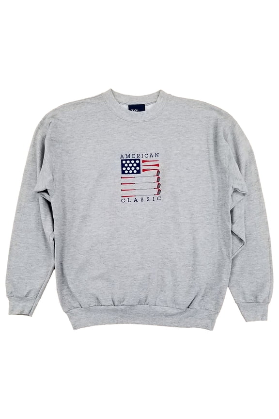Mens Light Gray Heather American Classic Golf Sweatshirt Large