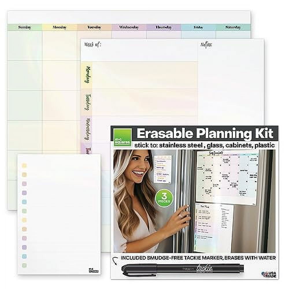 M.C. Squares Dry Erase 3Piece Bundle Calendar, Weekly Planner & to