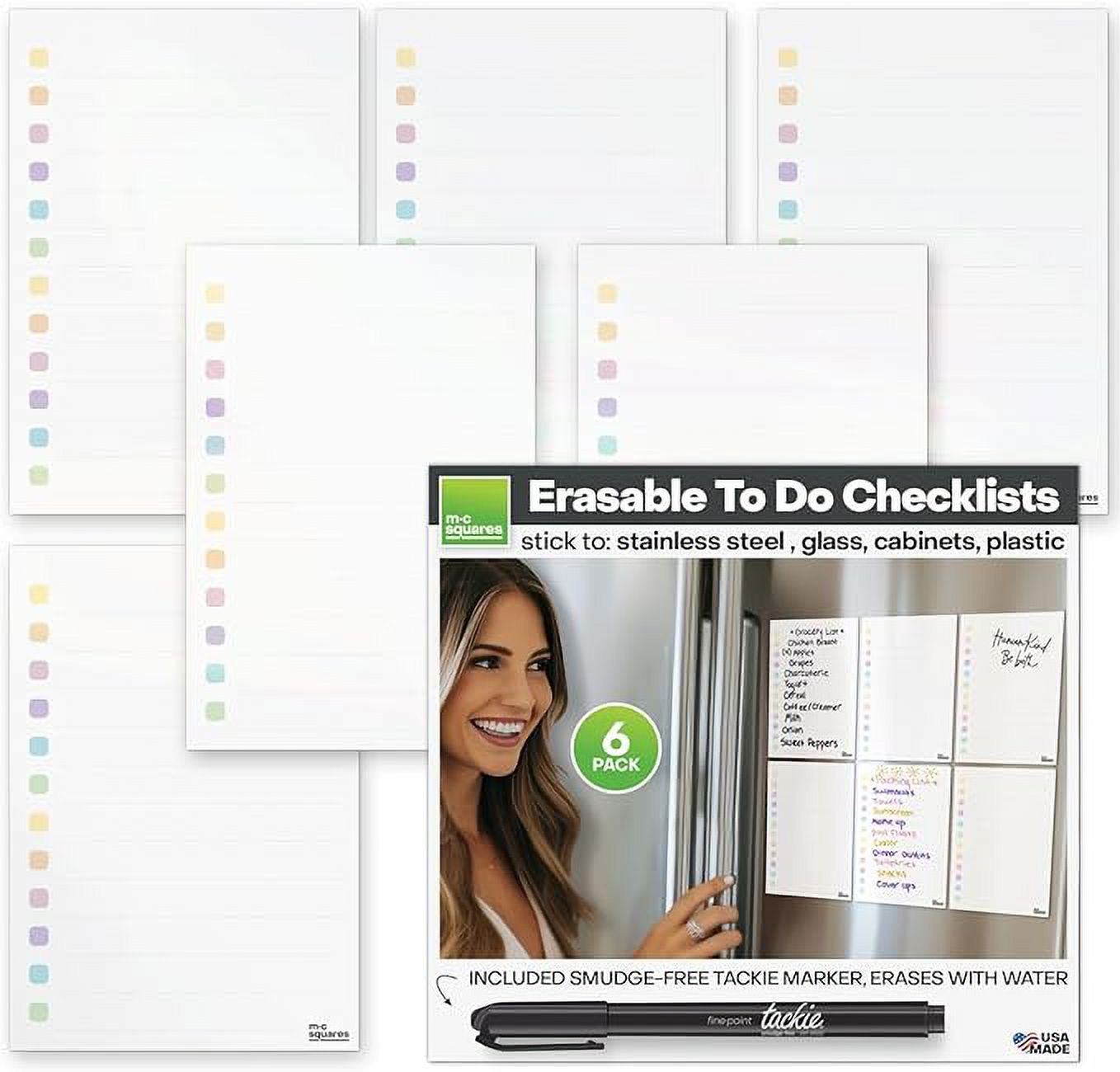 M.C. Squares Dry Erase to Do List 6Pack Erasable White Board