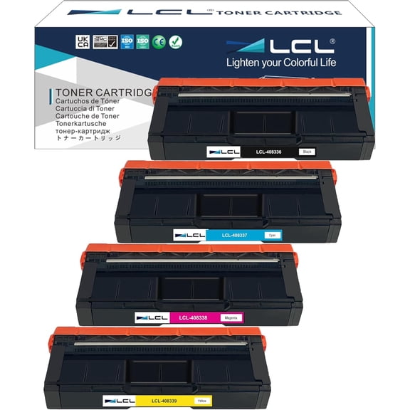 M C250H Toner Cartridge Replacement for Ricoh 408336 408337 408338 408339 M C250H M C250FW M C251FW P C301W P C311W M C250H M C250FW M C251FW (4-Pack Black Cyan Magenta Yellow)