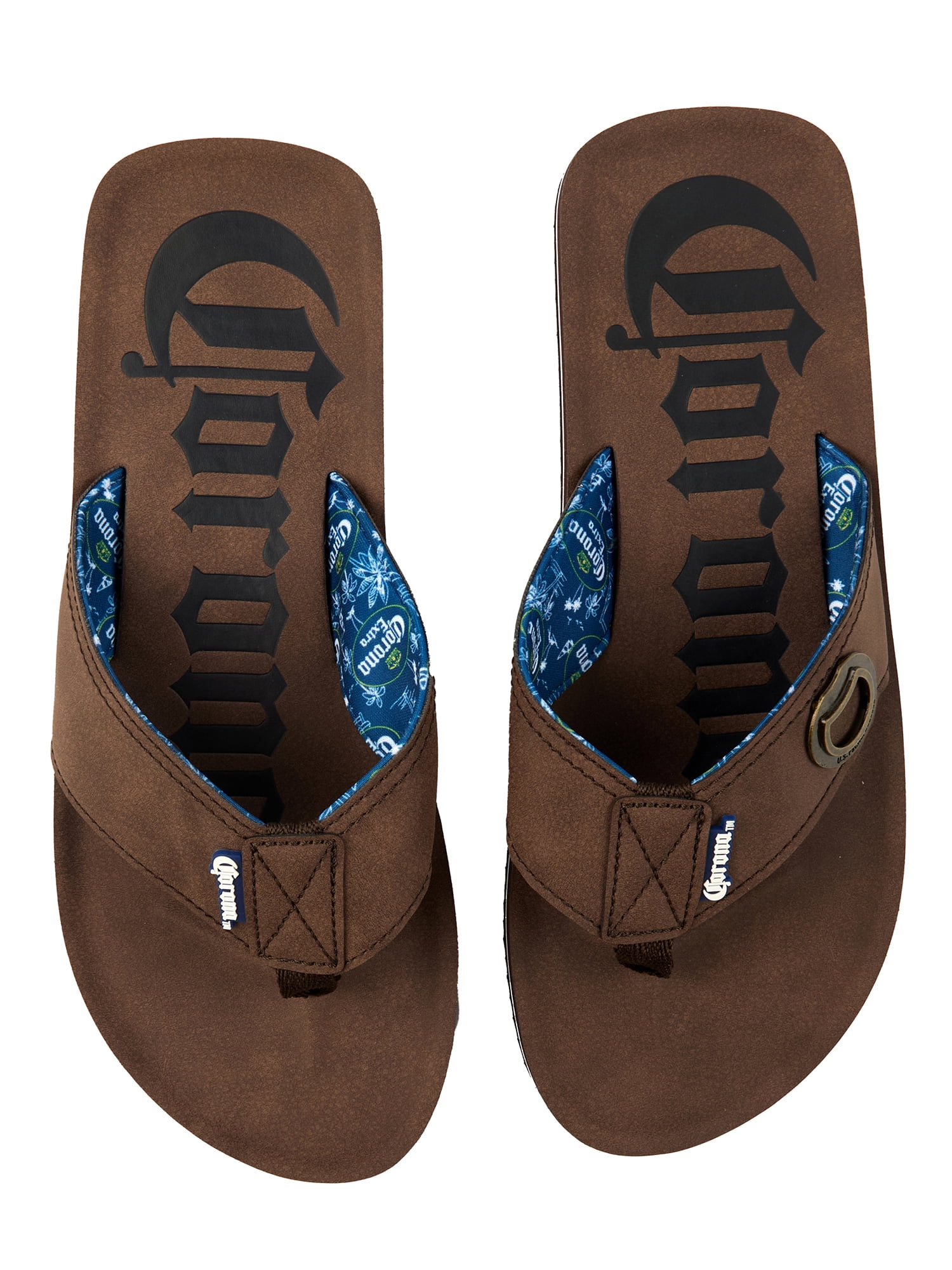 Men’s Faux Leather Flip Flops Bottle Opener
