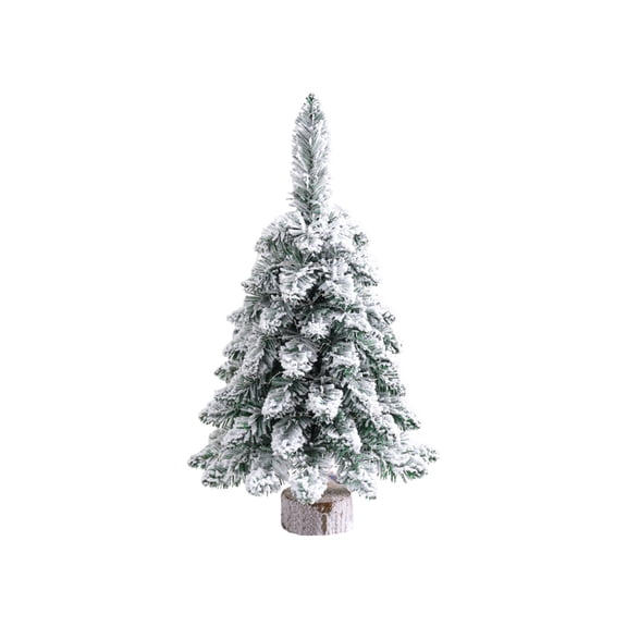 M Christmas Bullet Tree With Flocking, Tabletop Snowy Scene, Mini Decorative Tree For Holiday & Party