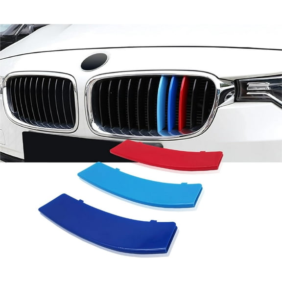 M-Colored Stripe Grille Insert Trims Compatible with BMW 2013-2018 F30 3 Series 316i 318i 320i 328d 328i 335i 340i Kidney Grill (11 Beams, Not Fit 8 Beams)