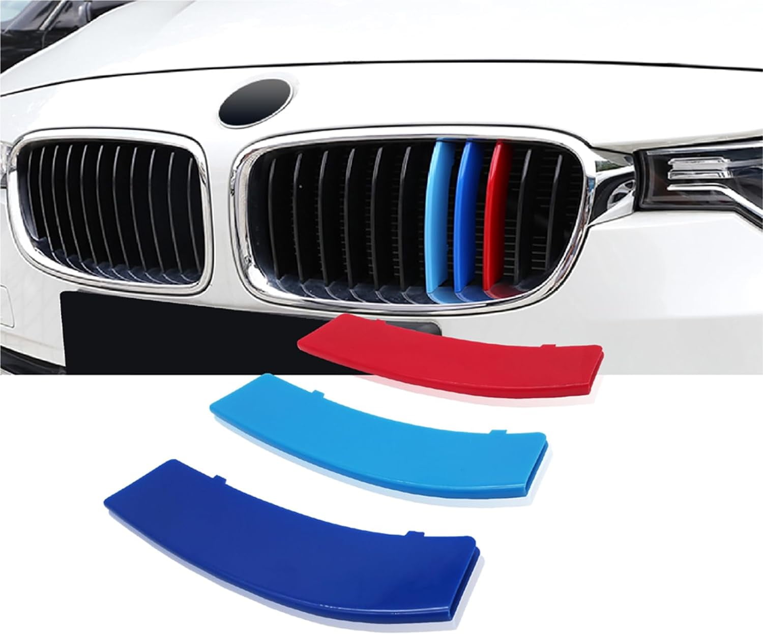 M-Colored Stripe Grille Insert Trims Compatible with BMW 2013-2018 F30 ...