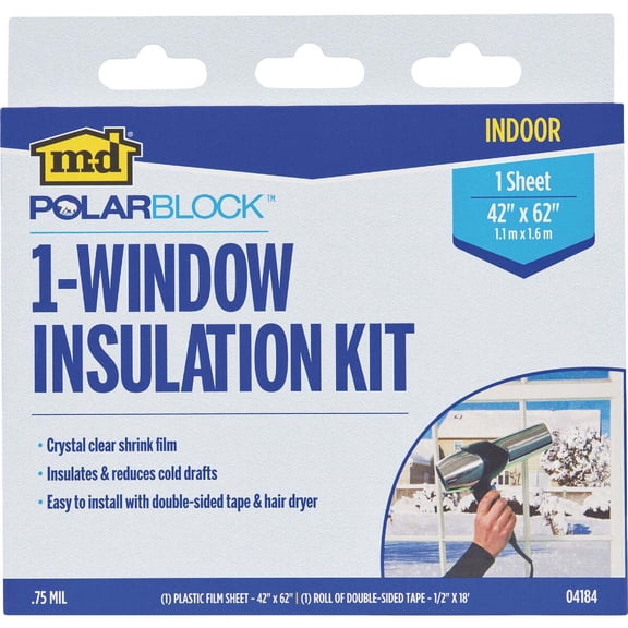 M-D Building Products 4184 Shrink & Seal 0 Window Insulation Kit, 42 X 62 in, 42" x 62", Crystal Clear