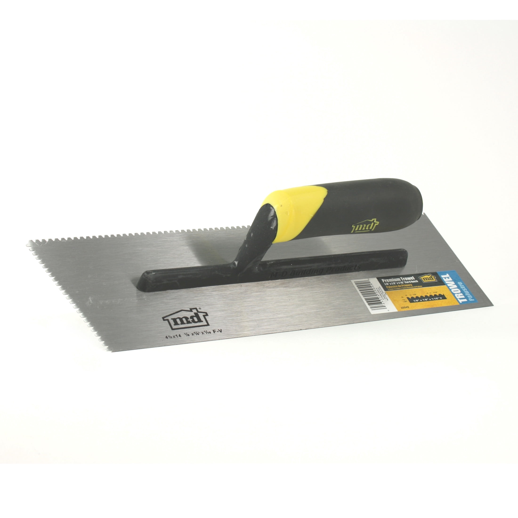 M-D Building Products Square Notch Tile Trowel – 1/16-Inch, Alloy Steel Blade With TPR Comfort Grip