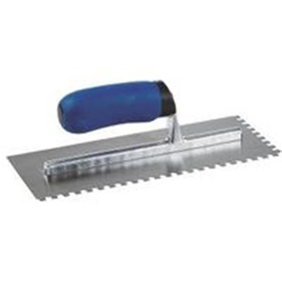 M-D Building Products 49112 1/4X3/8X1/4 Sq Notch Trowel - Ergonomic TPR Handle