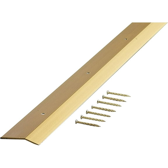 M-D Building Products 72249 2 in. x 72 in. Satin Brass Aluminum Smooth Carpet Trim w/Screw Nails