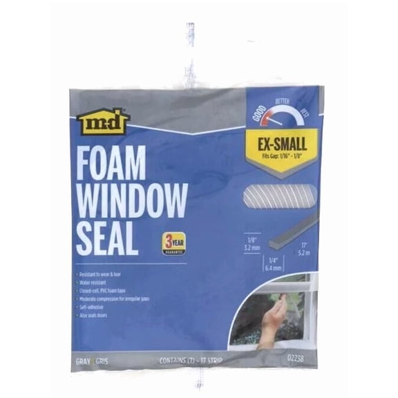 M-D Foam Window Seal Weather Stripping Tape Adhesive Draft Doors 1/8" X 17' 1Pk