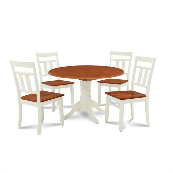 M&D Furniture BUWE5-BCH-W Burlington 5 Piece Small Kitchen Table with 4 Dining Chairs, Buttermilk & Cherry
