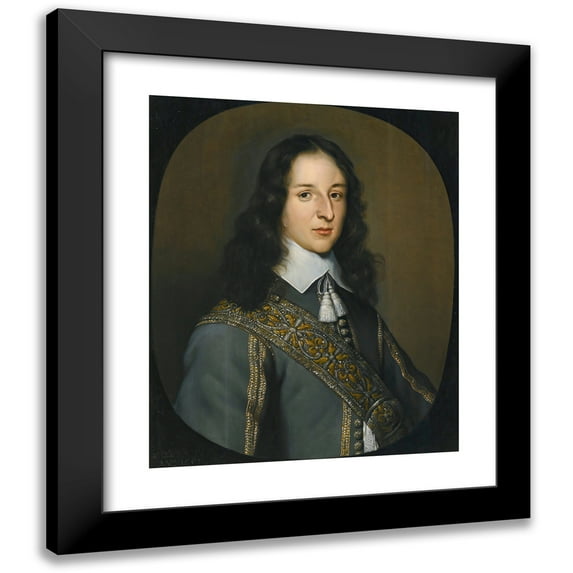 M.D. Hout 20x24 Black Modern Framed Museum Art Print Titled - Portrait of Thomas Belasyse, Aged 24, Later 1st Earl Fauconberg (1627-1700) (1651)