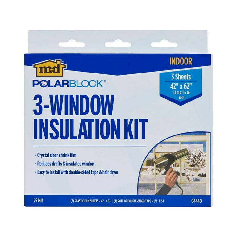 DCUINS Window Insulation Kit, POF Shrink Film Insulator 62 Inch Wide × 393  Inch Length with PET Double-Sided Tape, Insulates 10 Standard Indoor