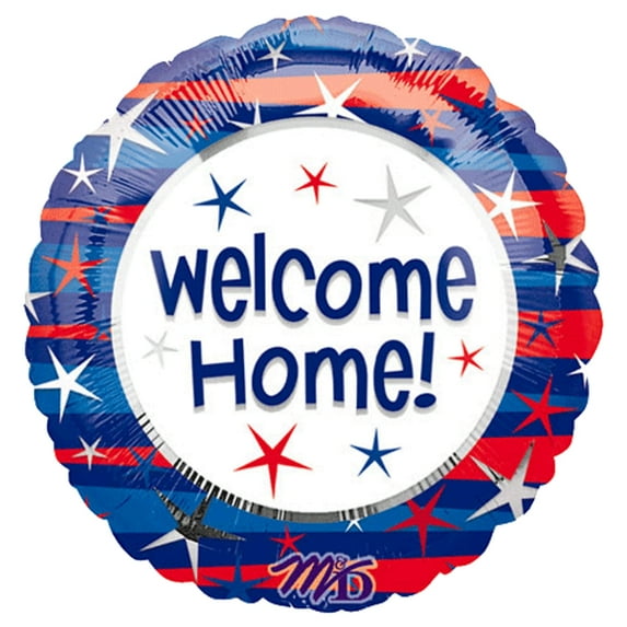 M&D Welcome Home 4th of July Patriotic Round 18" Foil Balloon, Red White Blue