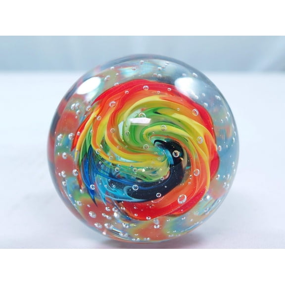 M Design Art  Rainbow Spiral Mushroom Paperweight PW-815