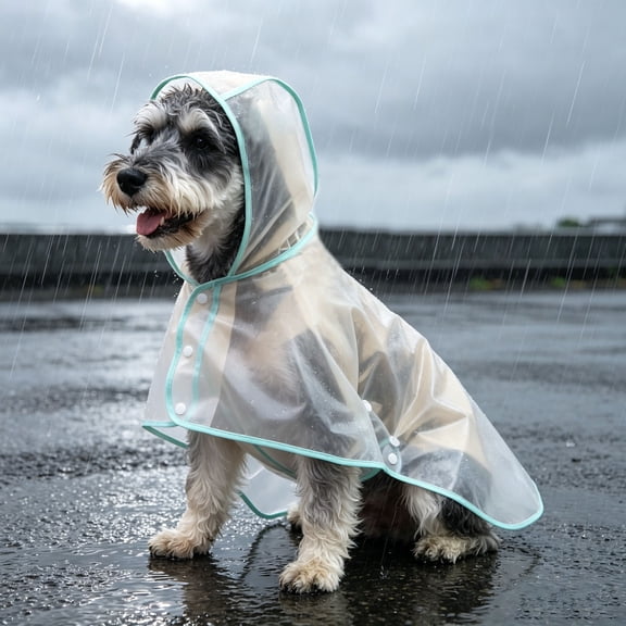 M Dog Raincoat, Dog Jacket Hooded Slicker Poncho, Transparent Water Proof Resistant Rain Snow Pet Clothes for Small Medium Large Dogs Mint Green, Wet Weather Gear, Outdoor Essential