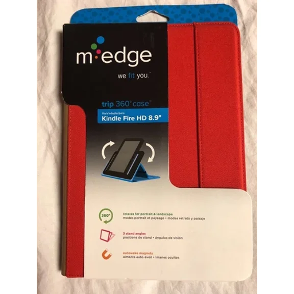 M-Edge Trip 360 Case Kindle Fire Hd 8.9" Red / Brown Brand New A91-Tr-C-Pg