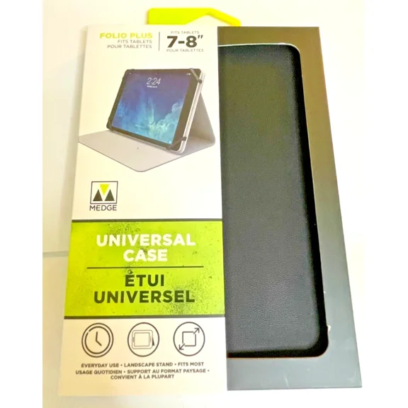 M-Edge Universal Folio Plus 7-8" Multifit Tablet Cover Case Strap Black