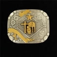 thumbnail image 1 of Nocona Mens Silver  Gold Praying Cowboy Ribbon Belt Buckle 37402, 1 of 1