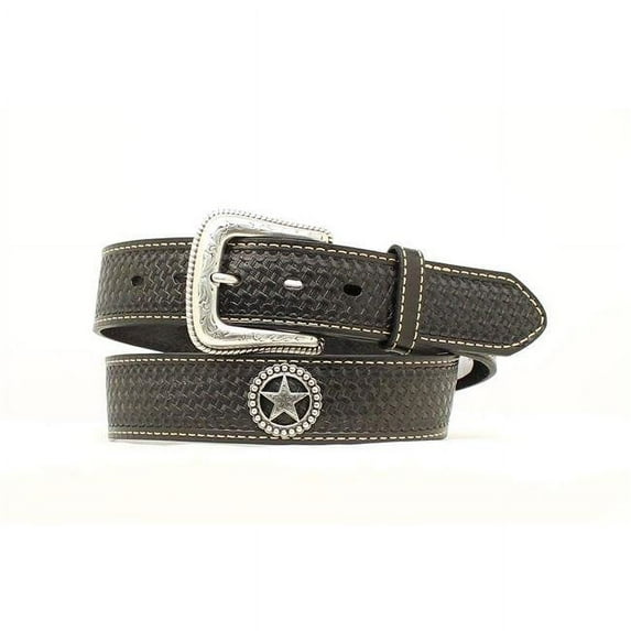 M&F Western 9750601-42 Basket Stamp Antique Star Cavenders CBC Belts, Black - Size 42