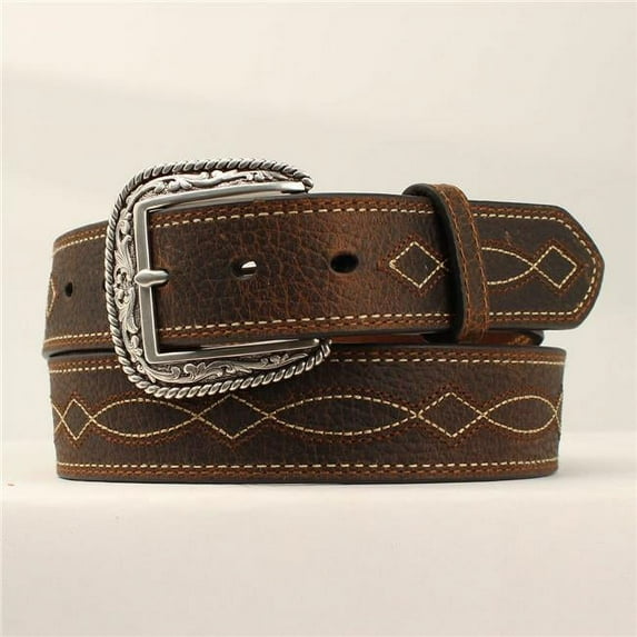 M&F Western A1034202-36 1.5 in. Men Ariat Oiled Brown Leather Boot Stitched Center Belts, Brown - Size 36
