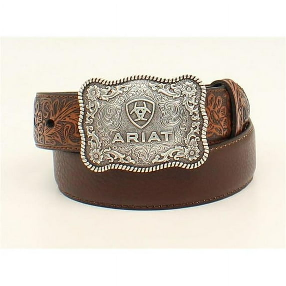 Ariat® Boy's 1/4" Flower Tooled Brown Belt A1301002