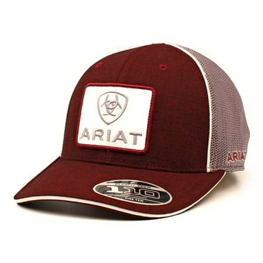 M&F Western A300004809 Men Ariat Hats Baseball Caps with Mesh Snap Back Logo Patch&#44; Burgundy