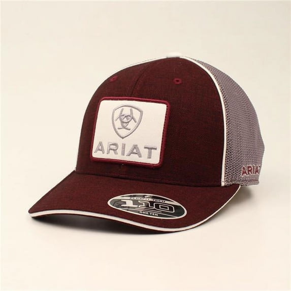M&F Western A300004809 Men Ariat Hats Baseball Caps with Mesh Snap Back Logo Patch, Burgundy