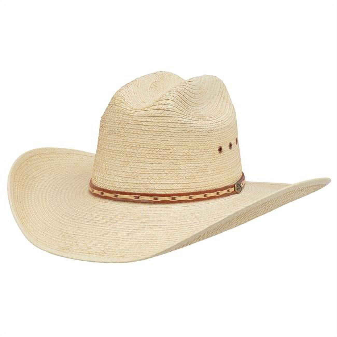 M&F Western D28201-7.125 4 in. Guatemala Rancher Crown Alamo Palm Hats, Brown - Size 7.125