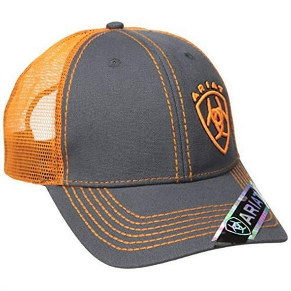 M&F Western Products 1595126 Ariat Mens Snap Back Offset Shield Logo Cap - Orange