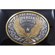 M&F Western Products 37117 Oval Edge the Right to Keep & Bear Buckle - Antique Silver & Antique Gold
