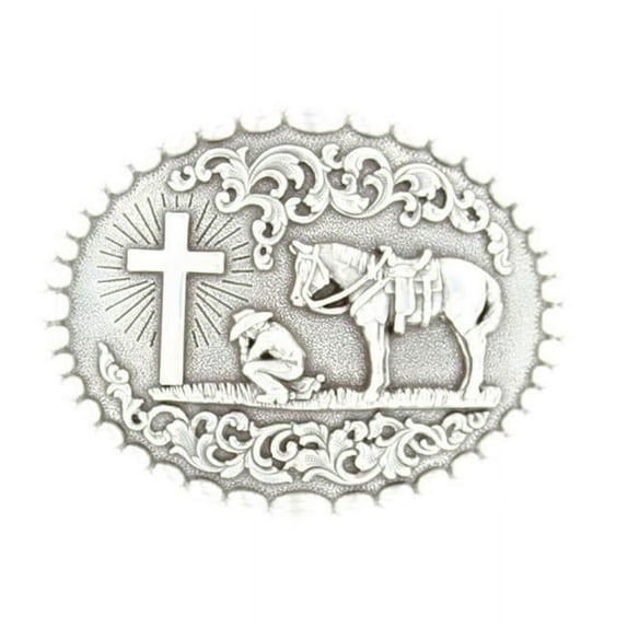 Nocona Engraved Cowboy Prayer Belt Buckle 37374