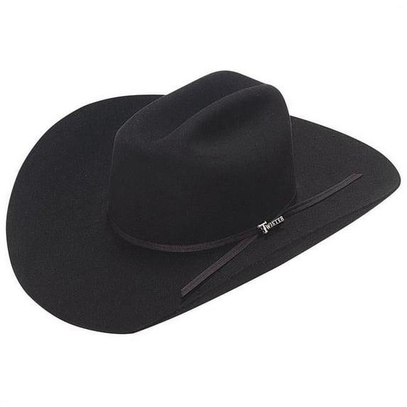 M&F Western T7635001-7.125 4.25 in. Twister 6X SS 2 Cord Fur Cowboy Hats, Black - Size 7.125