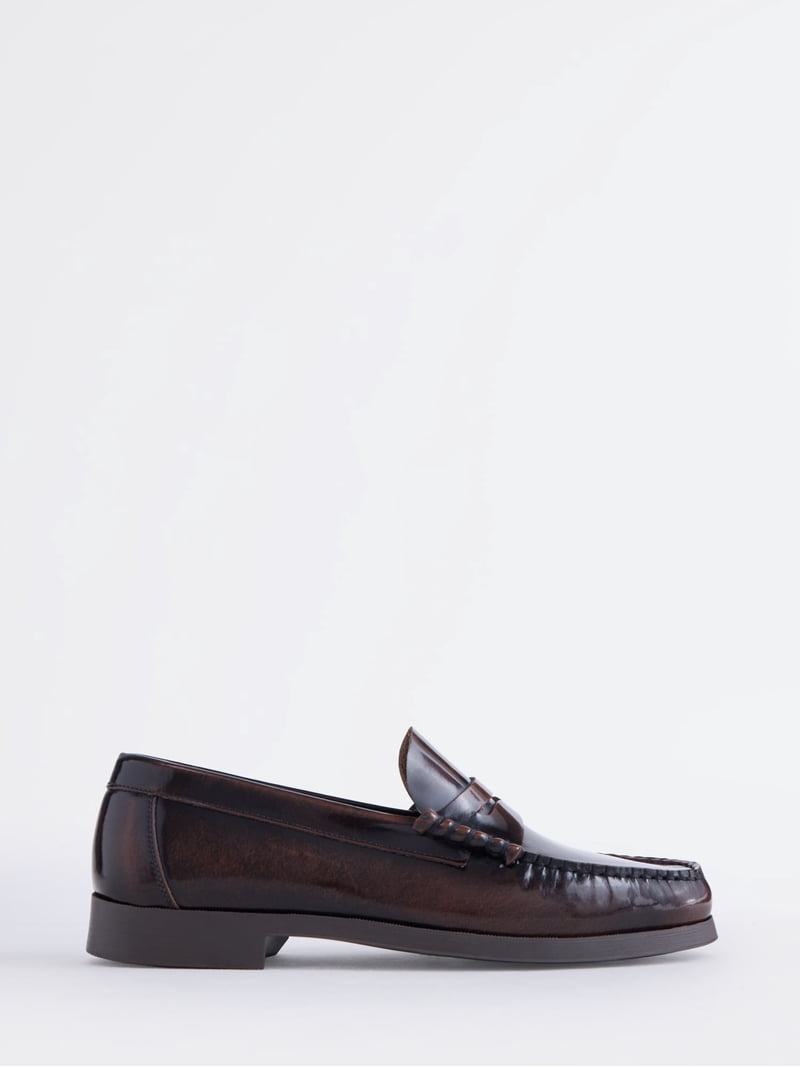 Free Assembly Men's Leather Moc Toe Penny Loafers - Walmart.com