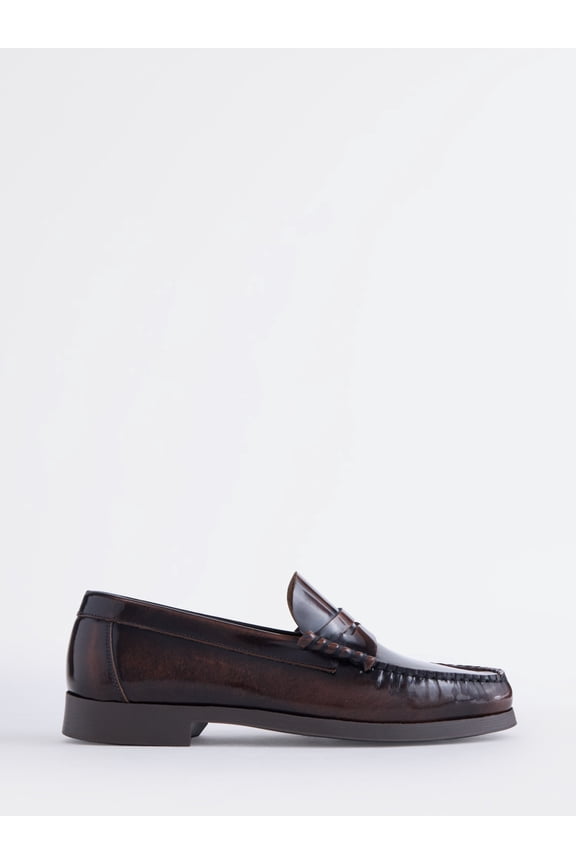 Men's Leather Moc Toe Penny Loafers