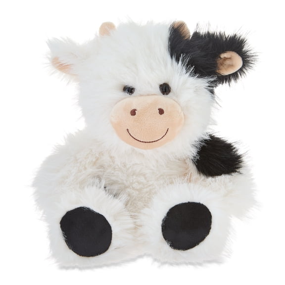 Medium Fuzzy Cow Plush, Black and White, 11", Easter by Way To Celebrate