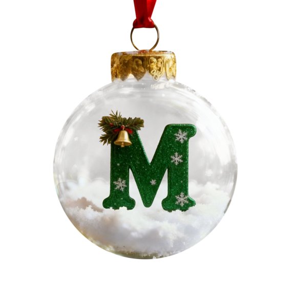 M Festive Letter Ball Tree Ornament For Christmas Decoration Holiday Accent