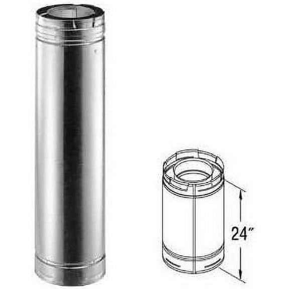 M&G DuraVent Duravent DirectVent Pro Direct Vent Pipe, Galvanized, Length: 24" / Internal Diameter 4"